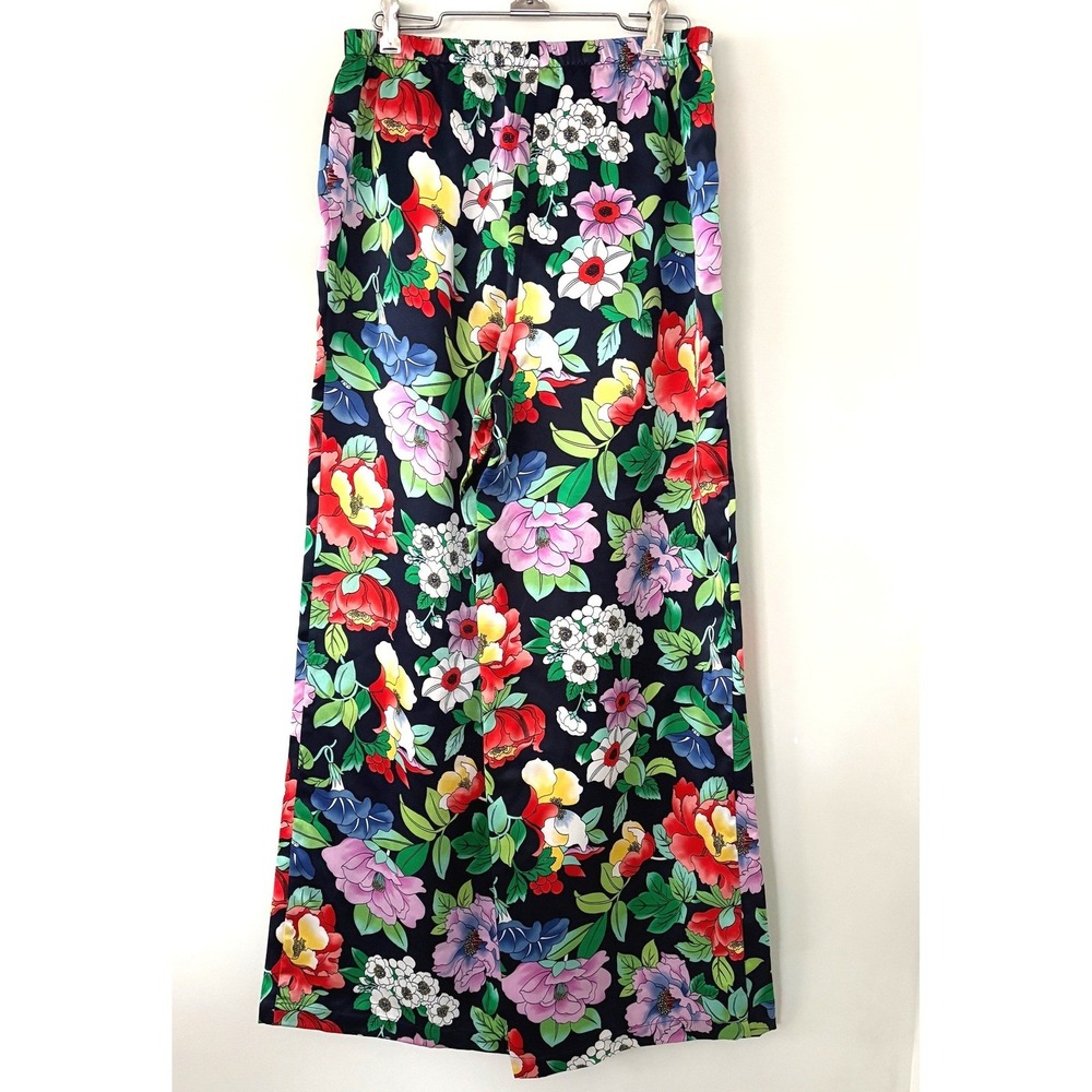 Nolan Miller Cottage Glamour Style Silk Floral Boho Wide Leg Lounge Pants Size M